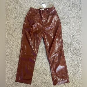 NWT Abercrombie & Fitch Curve Love 90's Straight Ultra High Rise Brown Pant Sz 8